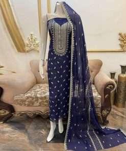 Pakistani Silver Gala Embroidery Unstitched 3Piece