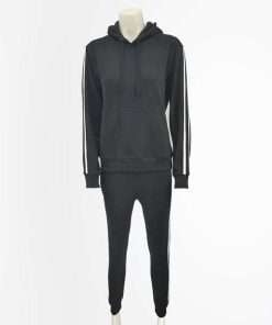 Striped Black Pullover Hooded Tracksuits for Women