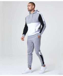 Men's Grey & White Mixed Tracksuit