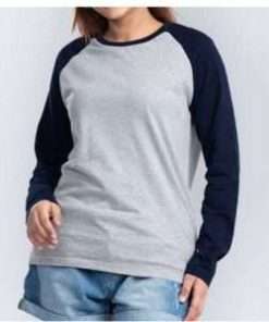 Full Sleeve Cotton Raglan T-Shirt Grey & Navy