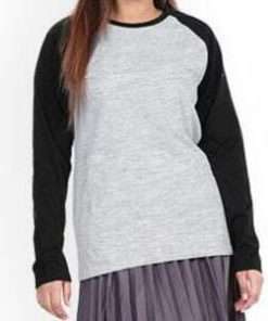 Teenage Girls Long Sleeve Raglan T-Shirt Grey & White