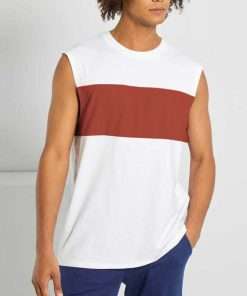Colour Block Sleeveless T-shirt For Men