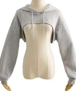 Solid Color Cropped Hoodie For Women's
