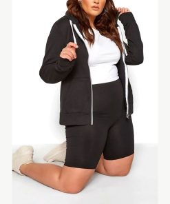 Basic Colour Contrast Hoodies For Women