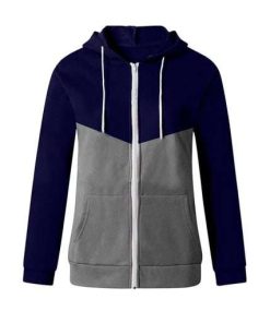 Women's Colour Contrast Zip-Up Hoodie