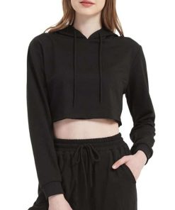 Crop Top Pullover Hoodie For Women's