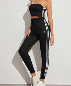 High Waisted Side Striped Joggers For Women