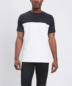 Black-White Colour Block Cotton T-Shirt