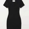 Short Sleeve Solid Bodycon Dress