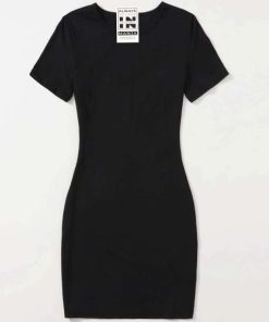 Short Sleeve Solid Bodycon Dress