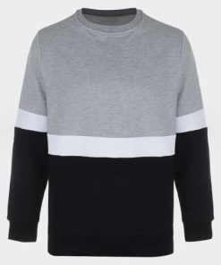 Stylish Grey Colour Block Sweatshirt