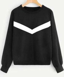 Black Colour Sweatshirt With White Panel