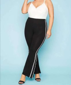 Side Striped High Waist Flared Trousers
